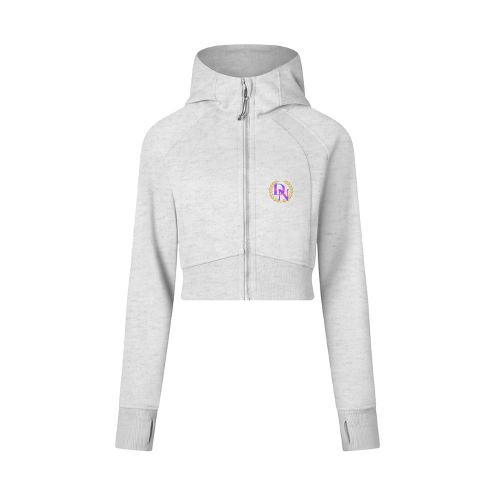 "DN" CROPPED ZIP THROUGH HOODIE