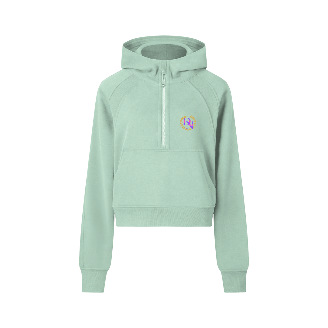 "DN" CROPPED HALF-ZIP HOODIE