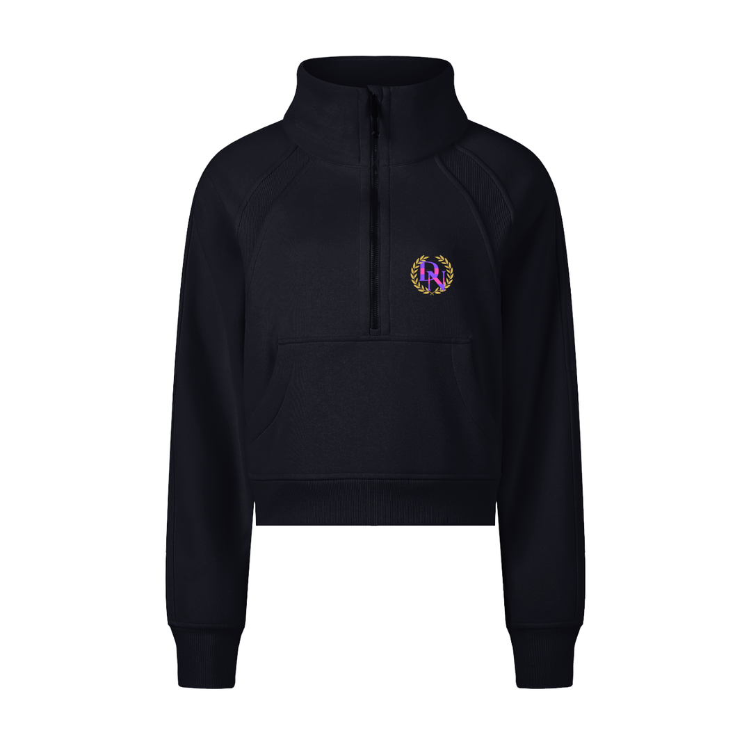 "DN" CROPPED HALF-ZIP SWEATSHIRT