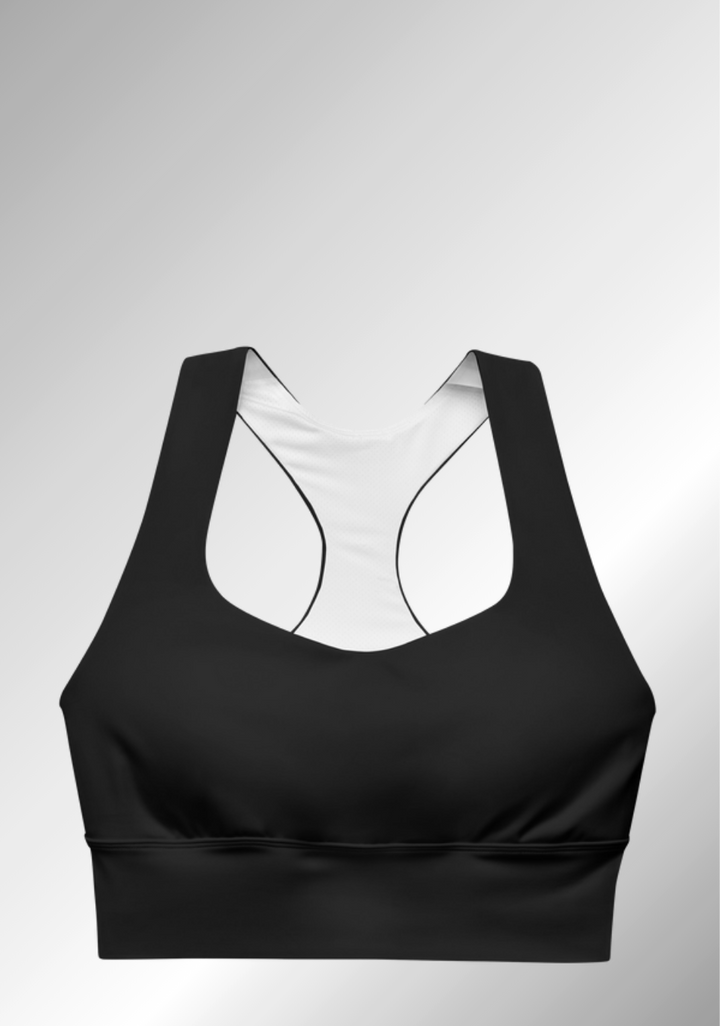 JUST A BLACK LONGLINE SPORTS BRA