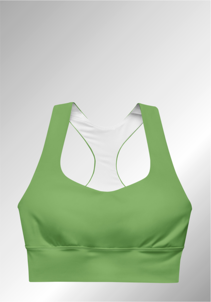 JUST A GREEN LONGLINE SPORTS BRA