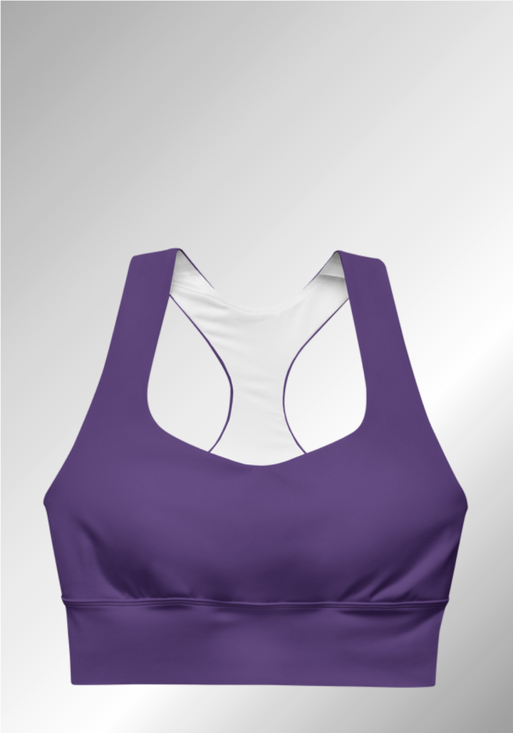 JUST A PURPLE LONGLINE SPORTS BRA