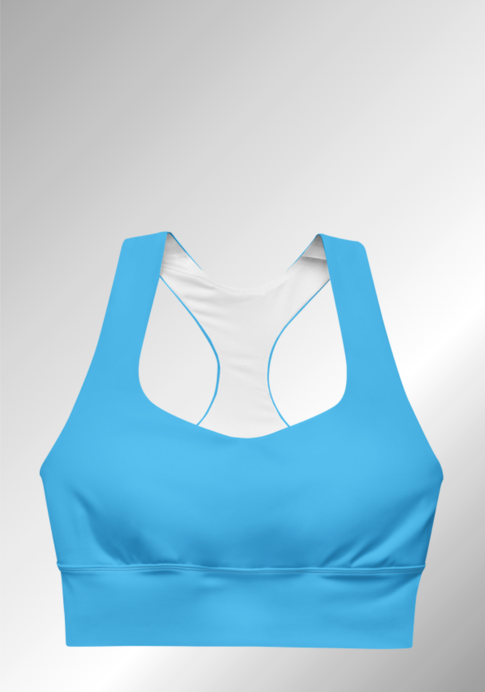 JUST A SKY BLUE LONGLINE SPORTS BRA