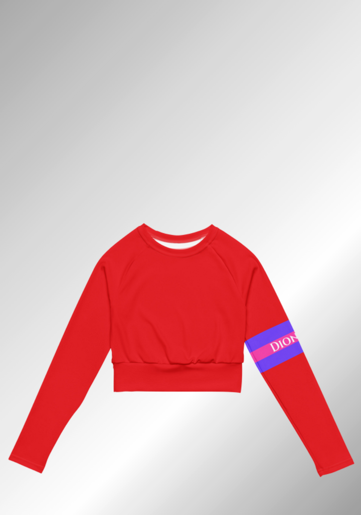 JUST A BRIGHT RED LONG-SLEEVE CROP TOP