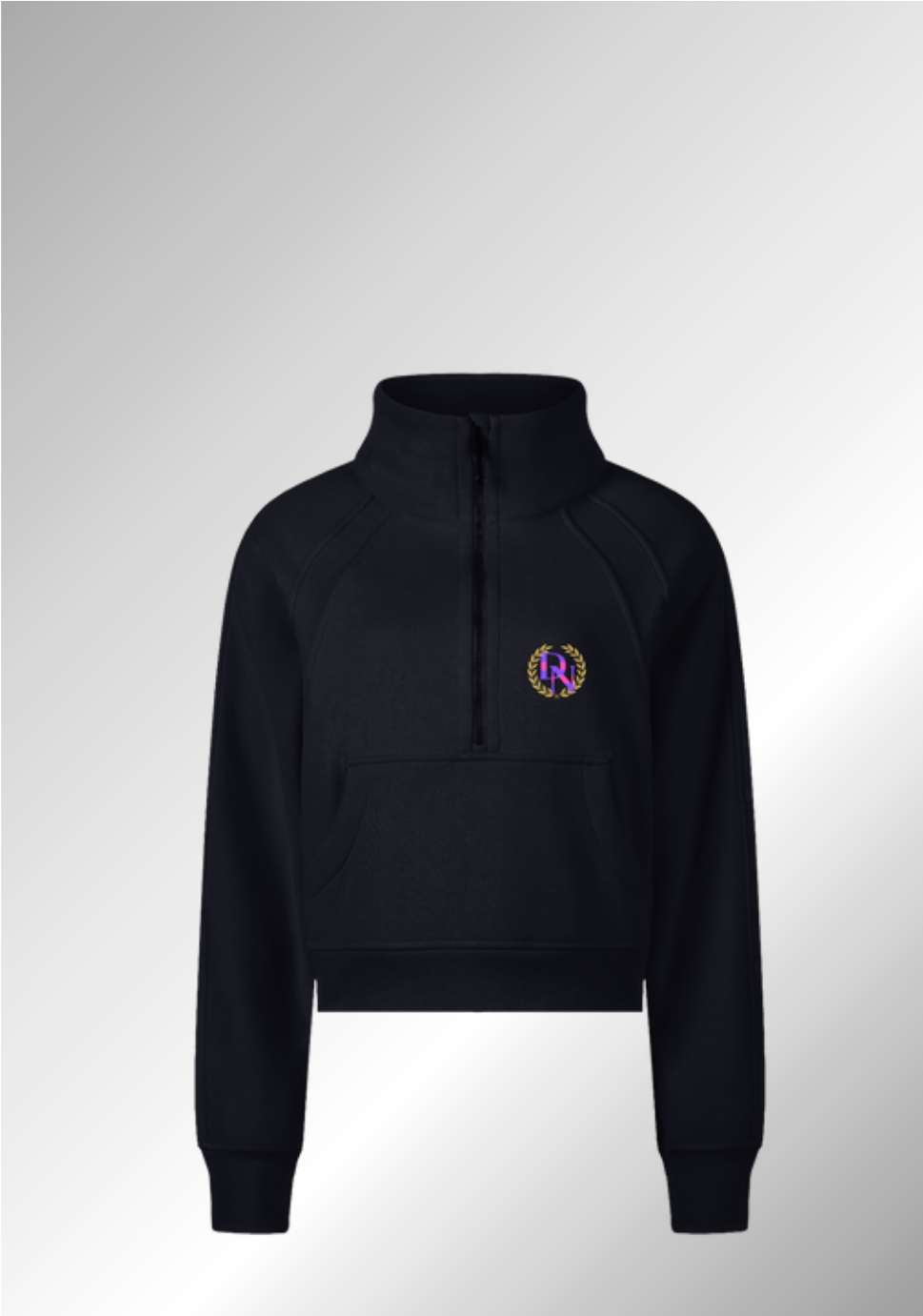 "DN" CROPPED HALF-ZIP SWEATSHIRT