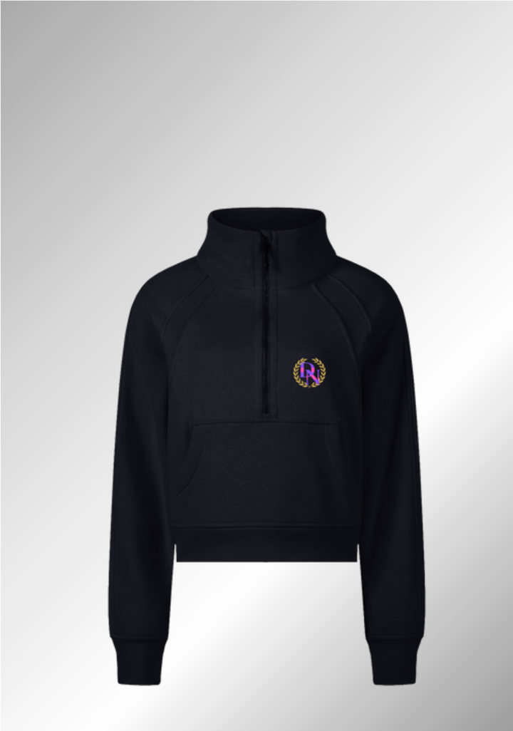 "DN" CROPPED HALF-ZIP SWEATSHIRT